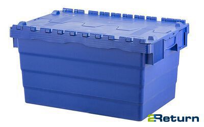 Nestable plastic box with hinged lid - 60 liters