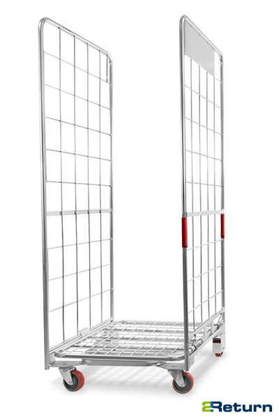Retail roll container with A-frame construction 